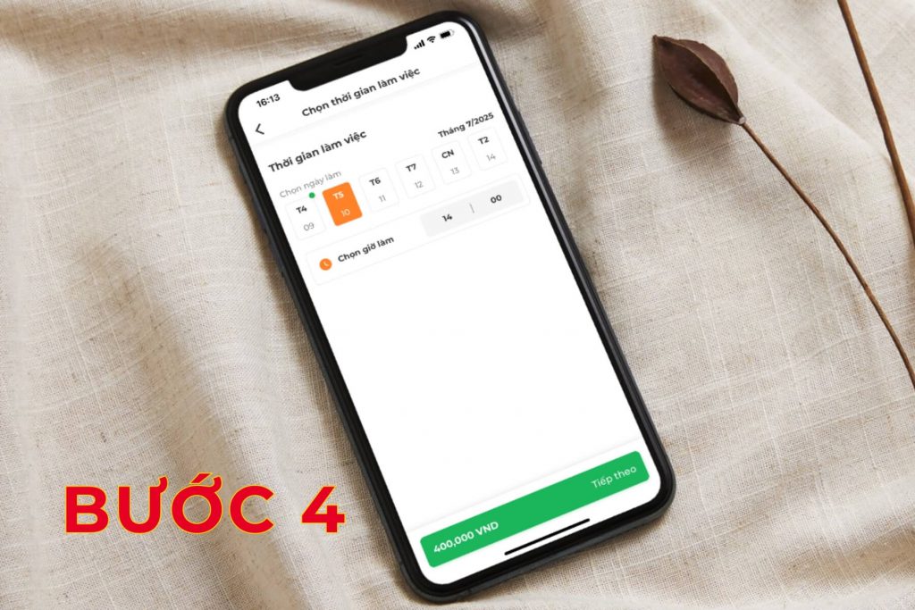 Chọn thời gian và ghi chú nếu có.