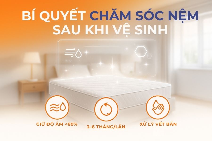 Có 3 lưu ý quan trọng sau khi vệ sinh nệm.