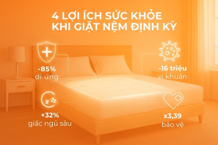 Vệ sinh nệm định kỳ đem lại nhiều lợi ích cho sức khỏe.